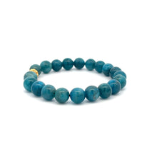 Load image into Gallery viewer, 18K Gold Money Ball Lucky Charm Beads Bracelet Gemstones Apatite 8mm - Rafant

