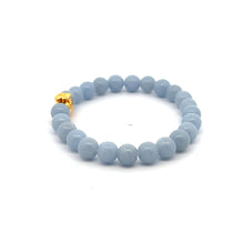 Load image into Gallery viewer, 18K Gold Money Bag Lucky Charm Bracelet Gemstones Angelite 6mm - Rafant
