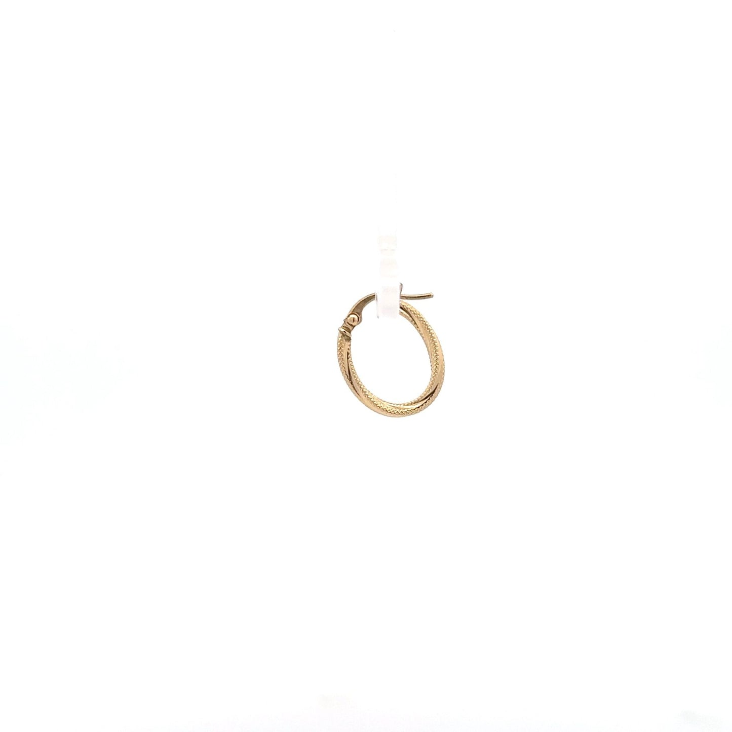 18K Gold Earring Hoop Oval Spiral textured One Piece Only - Rafant