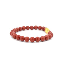 Load image into Gallery viewer, 24K Gold Piyao Pixiu Lucky Charm Bracelet Gemstones Red Jasper 6mm - Rafant
