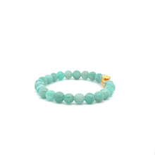 Load image into Gallery viewer, 18K Gold Money Bag Lucky Charm Bracelet Gemstones Amazonite Peru 6mm - Rafant
