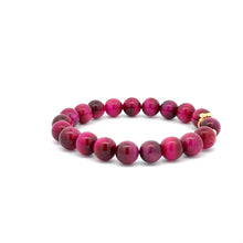 Load image into Gallery viewer, 18K Gold Money Bag Lucky Charm Beads Bracelet Gemstones Pink Tiger&#39;s Eye 8mm - Rafant
