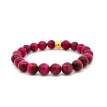 Load image into Gallery viewer, 18K Gold Money Bag Good Luck Charm Bracelet Gemstones Tiger&#39;s Eye 8mm - Rafant
