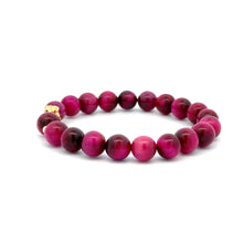 Load image into Gallery viewer, 18K Gold Money Bag Lucky Charm Beads Bracelet Gemstones Pink Tiger&#39;s Eye 8mm - Rafant
