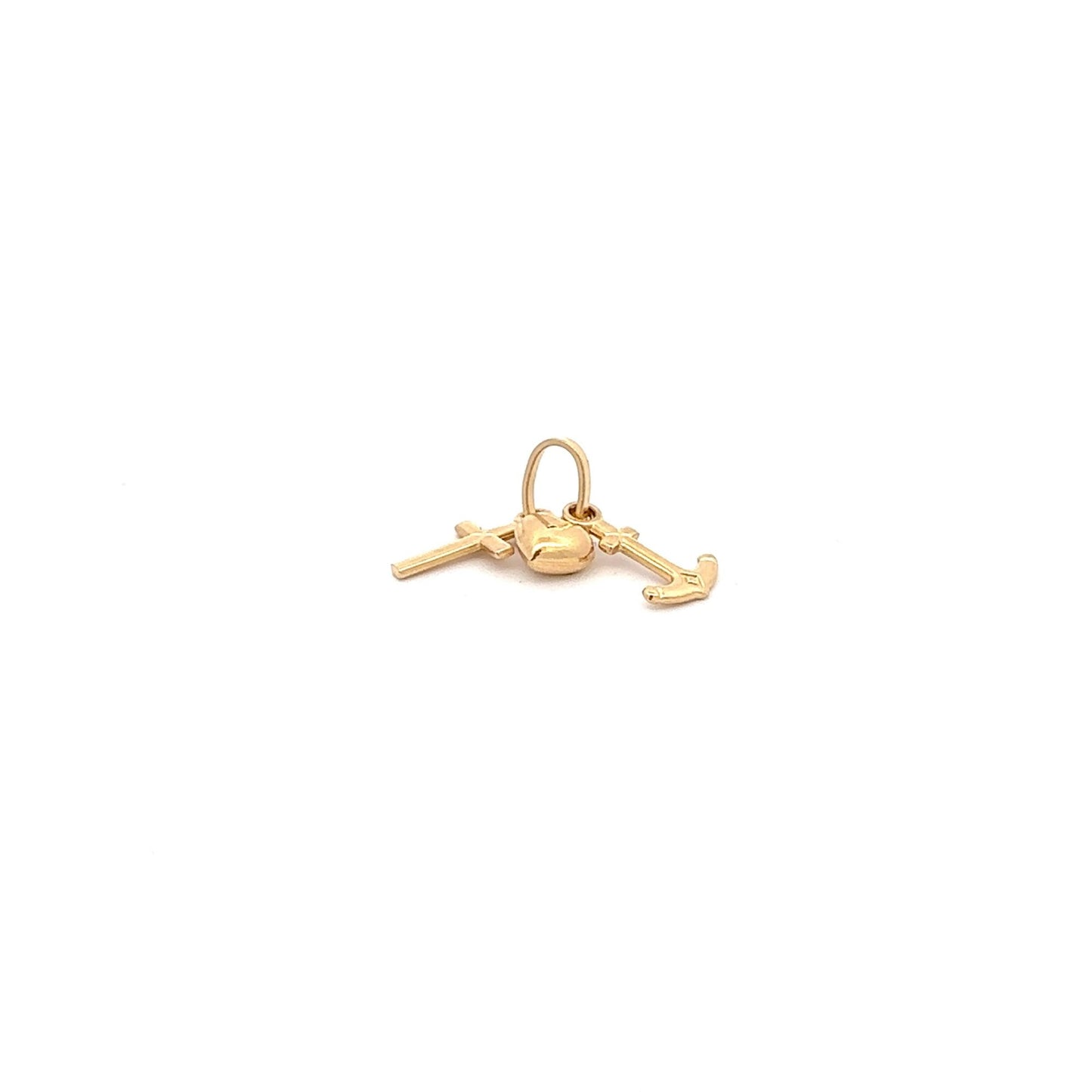 18K Gold Pendant Charm Heart Anchor Cross Small - Rafant