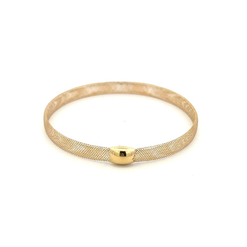 18K Gold Bracelet Mesh Soft Bangle Flexible Size 6.75 inches - Rafant