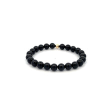 Load image into Gallery viewer, Natural Tourmaline Gemstones 6mm Stretchable Bracelet 18k Gold Bead Charm - Rafant
