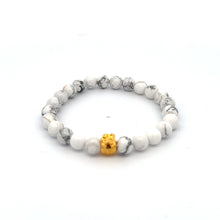 Load image into Gallery viewer, 18K Gold Charm Bracelet Natural White Howlite Gemstones 6mm Money Bag - Rafant
