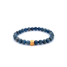 Load image into Gallery viewer, 18K Gold Money Bag Lucky Charm Bracelet Gemstones Kyanite 6mm - Rafant
