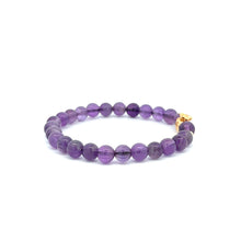 Load image into Gallery viewer, 18K Gold Money Bag Lucky Charm Beads Bracelet Gemstones Amethyst 6mm - Rafant
