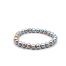 Load image into Gallery viewer, 18K Gold Money Bag Lucky Charm Gray Pearl 6-7mm x 6-7.5mm
