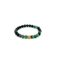 Load image into Gallery viewer, 18K Gold Money Coin Ball Bracelet Gemstones Emerald May Birthstones Micro Faceted 6mm
