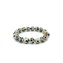Load image into Gallery viewer, 18K Gold Money Ball Lucky Charm Beads Bracelet Gemstones Dalmatian Jasper 8mm - Rafant
