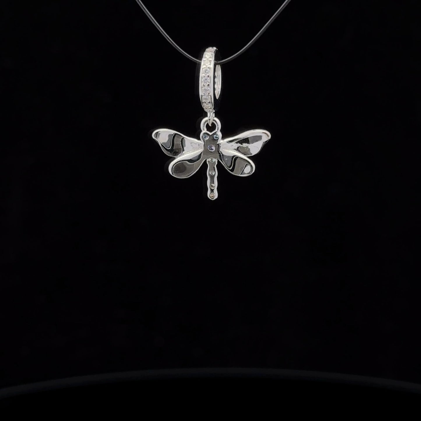 925 Sterling Silver Charm Bead Dragonfly Insect Cubic Zircons Blue For Charm Bracelet Necklace - Rafant