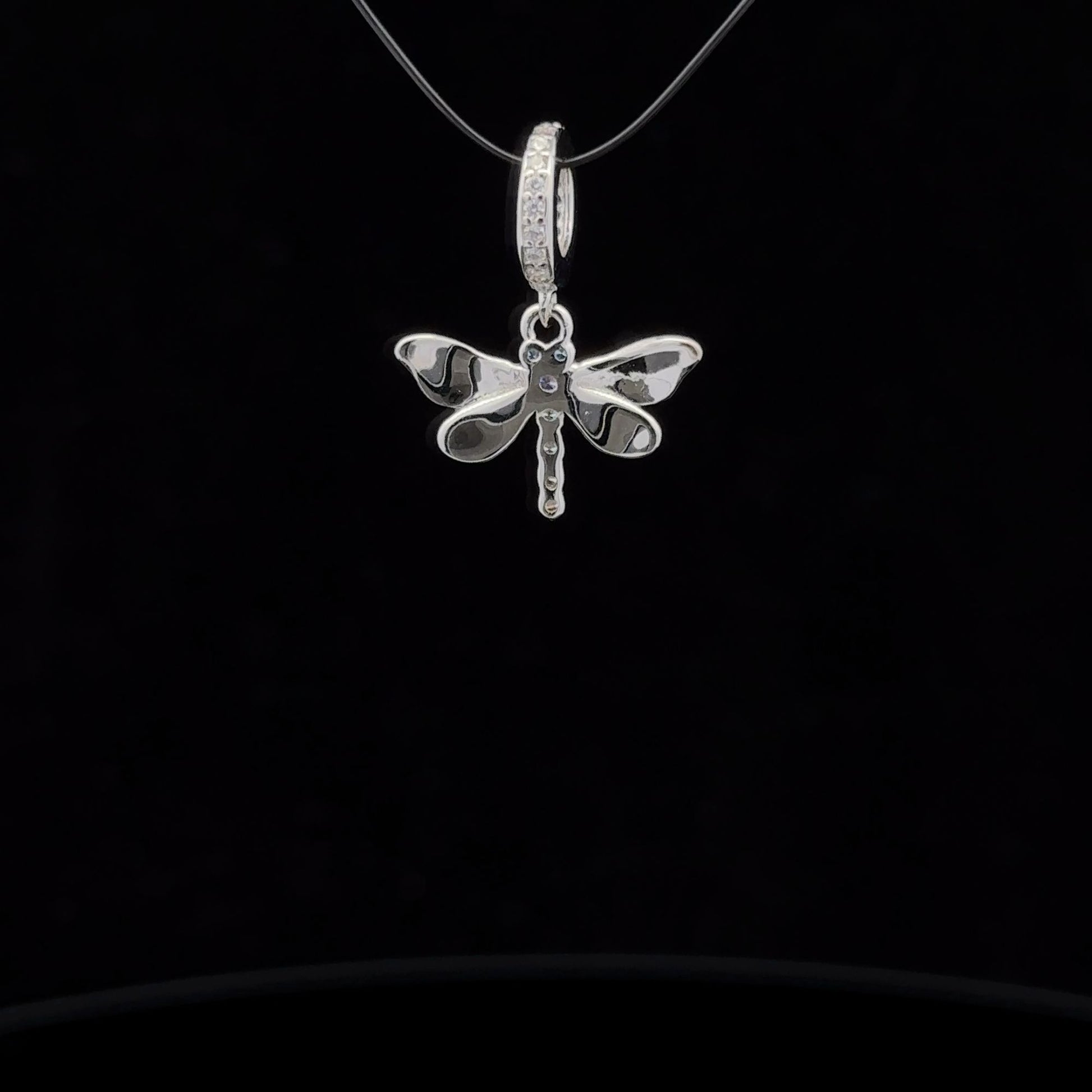 925 Sterling Silver Charm Bead Dragonfly Insect Cubic Zircons Blue For Charm Bracelet Necklace - Rafant