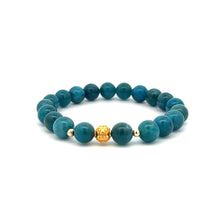 Load image into Gallery viewer, 18K Gold Money Ball Lucky Charm Beads Bracelet Gemstones Apatite 8mm - Rafant
