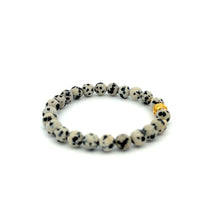 Load image into Gallery viewer, 18K Gold Money Ball Lucky Charm Beads Bracelet Gemstones Dalmatian Jasper 6mm - Rafant
