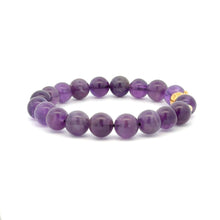 Load image into Gallery viewer, 18K Gold Money Bag Lucky Charm Beads Bracelet Gemstones Amethyst 8mm - Rafant
