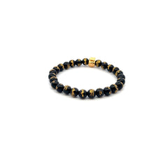 Load image into Gallery viewer, 18K Gold Money Bag Lucky Charm Bracelet Onyx Gemstones 6mm
