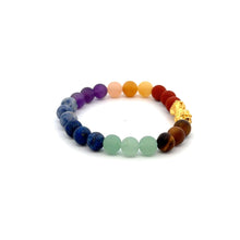 Load image into Gallery viewer, 24K Gold Piyao Pixiu Lucky Charm Bracelet Gemstones Matte Chakra 6mm - Rafant
