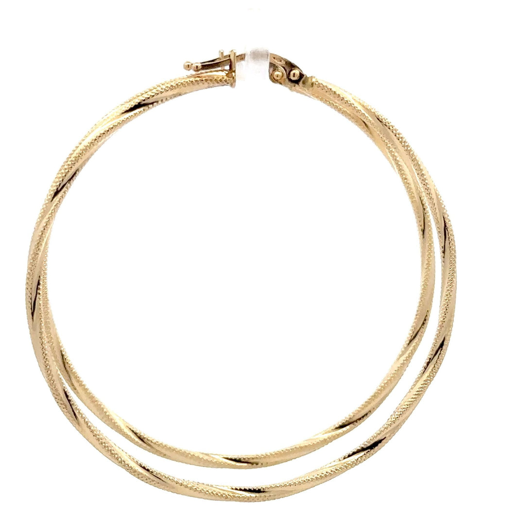 18K Gold Earrings Hoops Spiral Extra Large 2.20 grams - Rafant