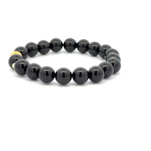 Load image into Gallery viewer, 18K Gold Money Ball Lucky Charm Beads Bracelet Gemstones Onyx 8mm - Rafant
