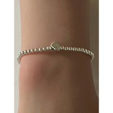 Load image into Gallery viewer, 925 Sterling Silver Beaded Stretch Stacking Bracelet Irregular Shape Charm Minimalist Size 6.5"
