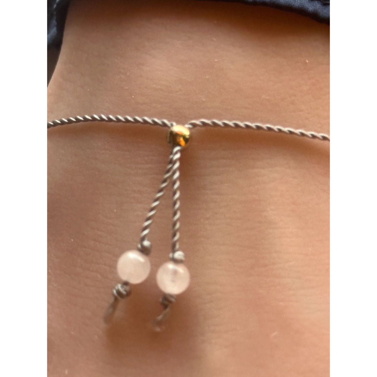 14k Solid Gold 4mm Natural Gemstones Rose Quartz Matte Onyx Adjustable Slider Bracelet Size 5"-9" Minimalist