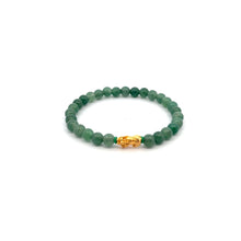 Load image into Gallery viewer, 18K Gold Pixiu Piyao Lucky Charm Bracelet Natural Aventurine Gemstones 6mm
