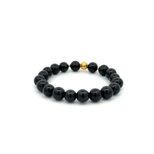 Load image into Gallery viewer, 18K Gold Money Ball Lucky Bracelet Beads Gemstones Black Tourmaline 8mm - Rafant
