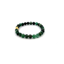 Load image into Gallery viewer, 24K Gold Money Bag Bracelet Natural Emerald Gemstones Micro Faceted May Birthstones 6mm
