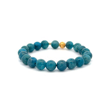 Load image into Gallery viewer, 18K Gold Money Ball Lucky Charm Beads Bracelet Gemstones Apatite 8mm - Rafant
