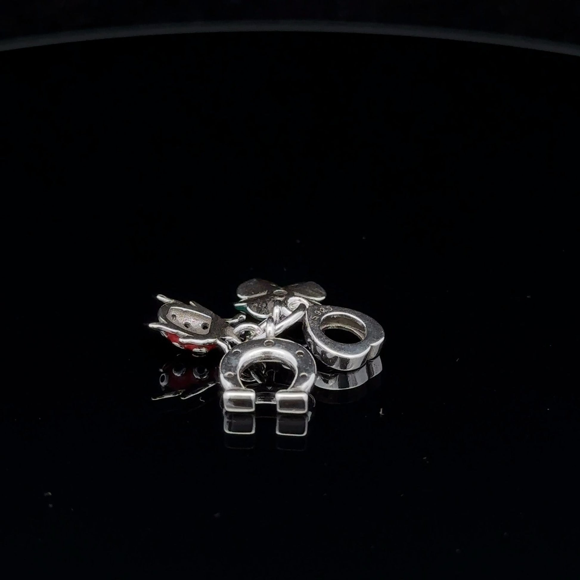 925 Sterling Silver Charm Bead Insect Beetle Horseshoe Flower For Charm Bracelet Necklace - Rafant