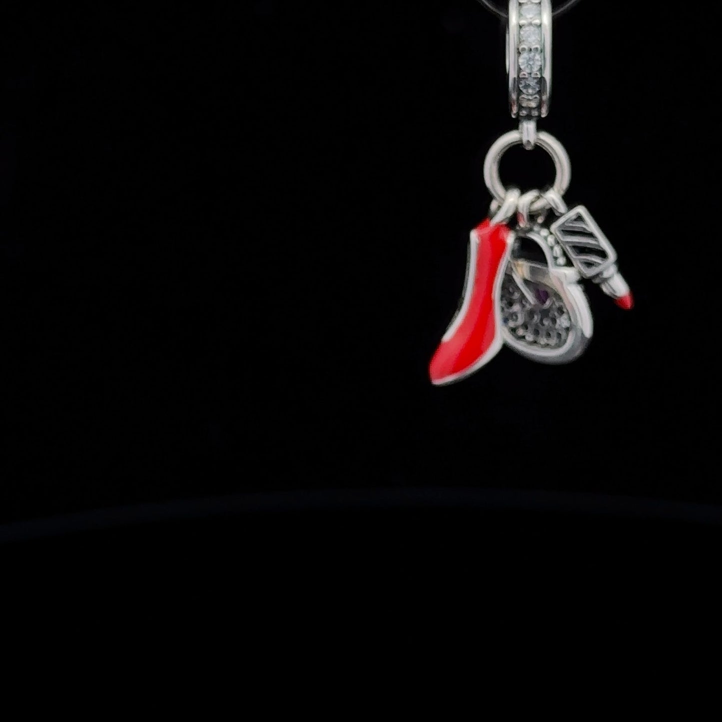 925 Sterling Silver Charm Bead Bag Shoes Lipstick Red For Charm Bracelet Necklace - Rafant
