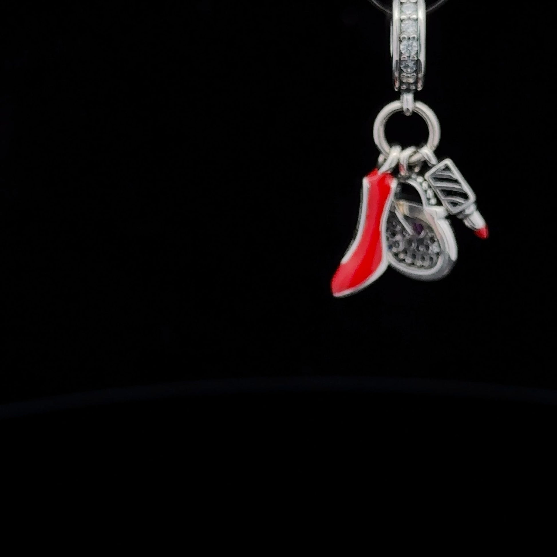 925 Sterling Silver Charm Bead Bag Shoes Lipstick Red For Charm Bracelet Necklace - Rafant