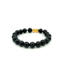Load image into Gallery viewer, 18K Gold Dragon Pixiu Piyao Lucky Bracelet Beads Gemstone Black Tourmaline 8mm - Rafant
