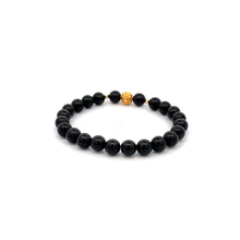 Load image into Gallery viewer, 18K Gold Money Ball Lucky Charm Beads Bracelet Gemstones Natural Black Tourmaline 6mm - Rafant
