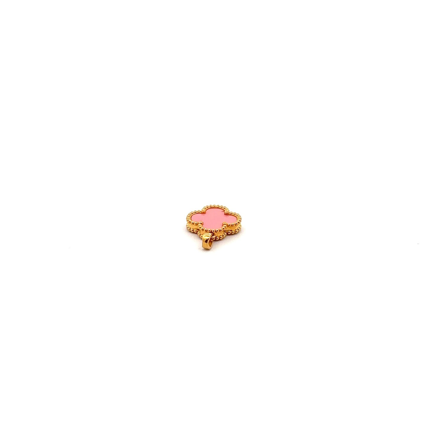 18K Gold Pendant Charm Pink Flower Mother of Pearl - Rafant