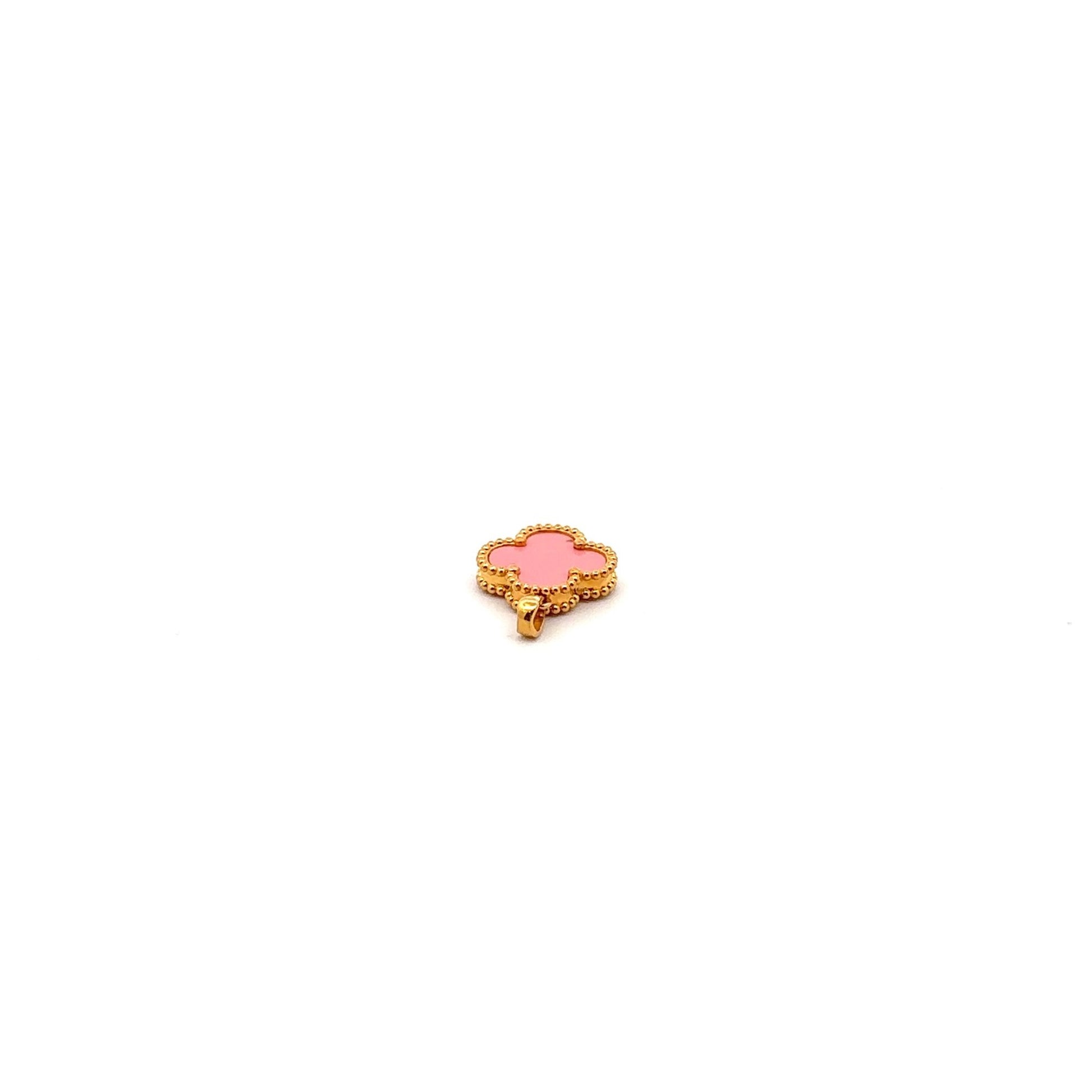 18K Gold Pendant Charm Pink Flower Mother of Pearl - Rafant