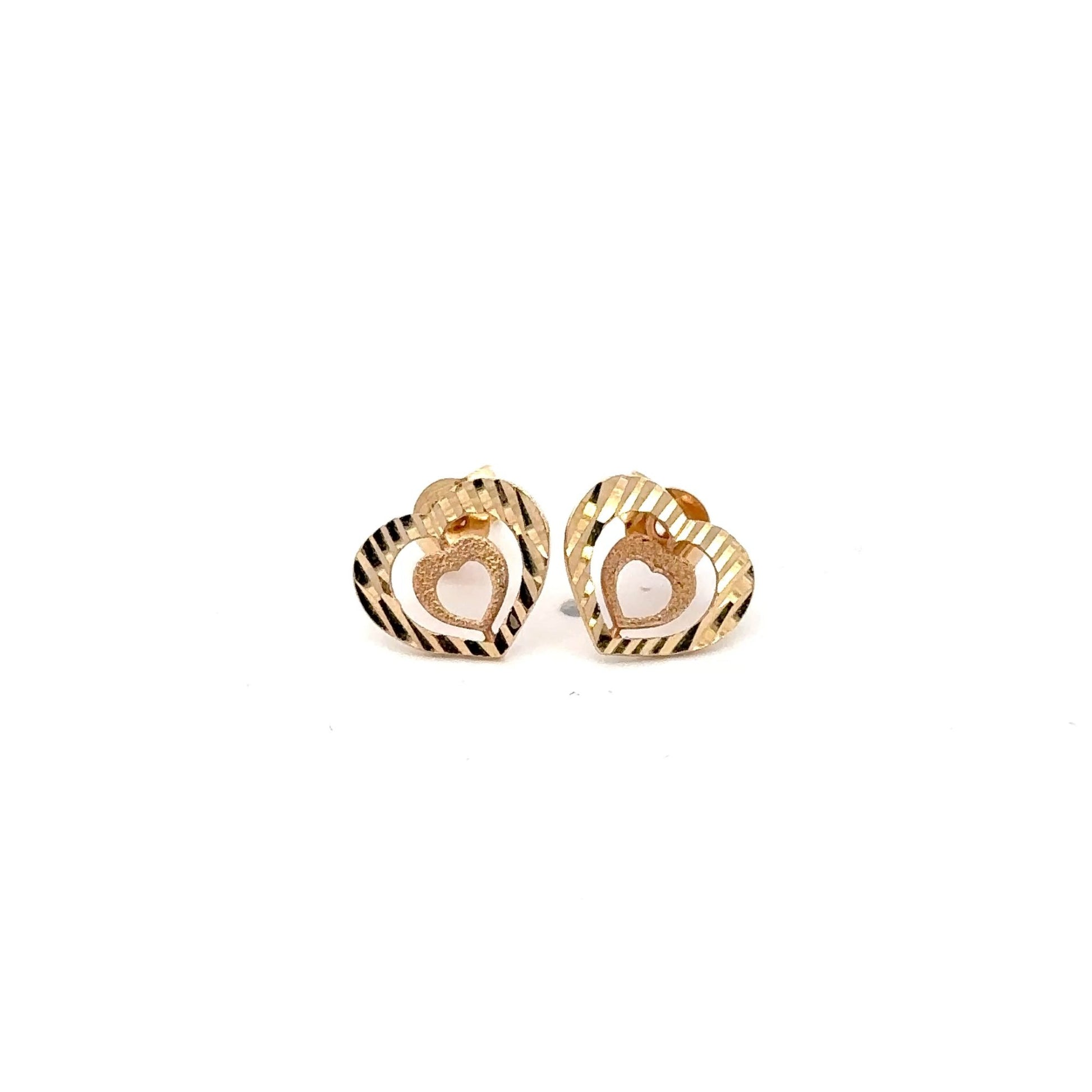 18K Gold Earrings Stud Heart 1.10 grams - Rafant