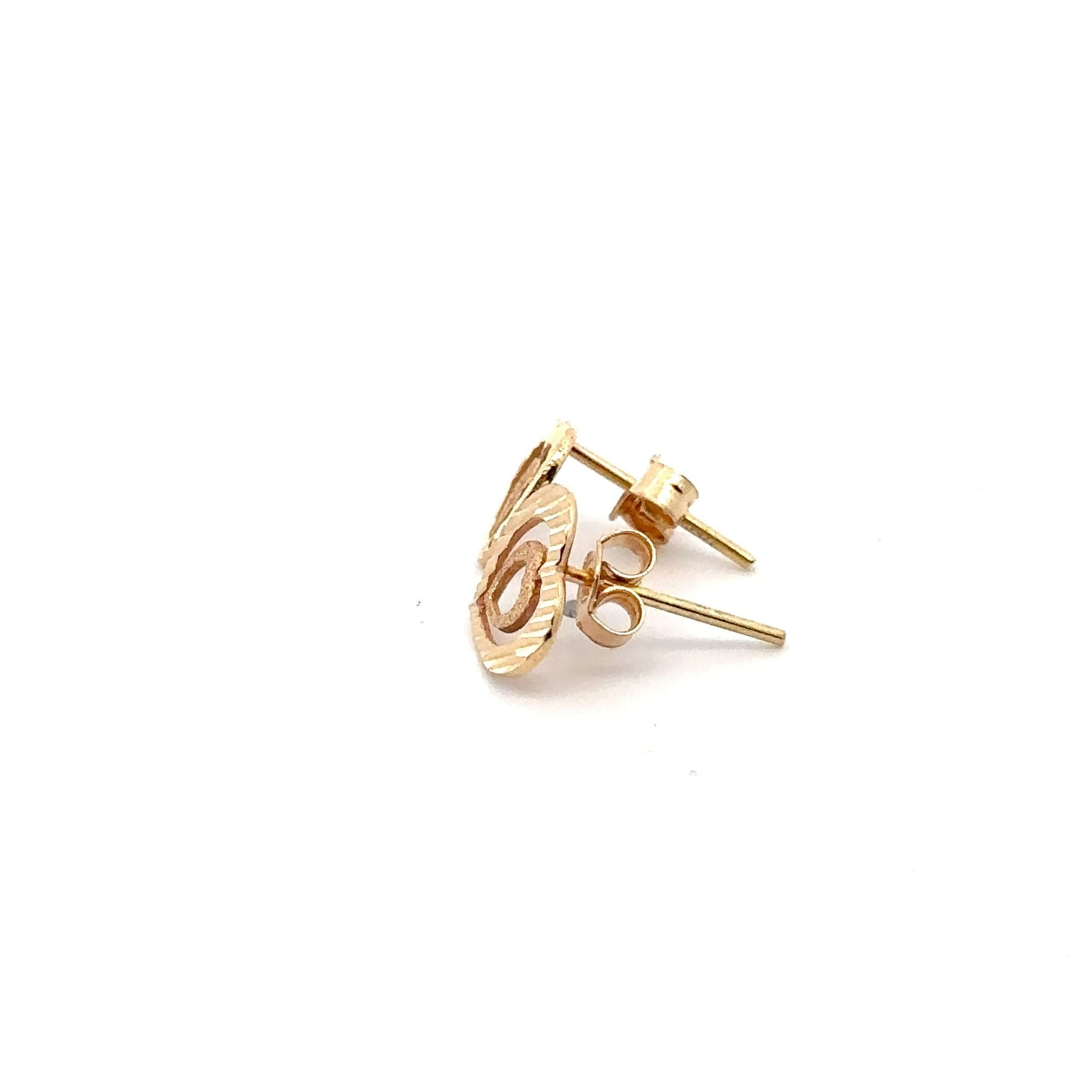 18K Gold Earrings Stud Heart 1.10 grams - Rafant