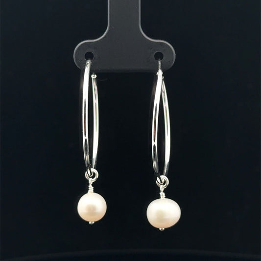 925 Sterling Silver Hoops Earrings Freshwater Heart Interchangeable Modular - Rafant