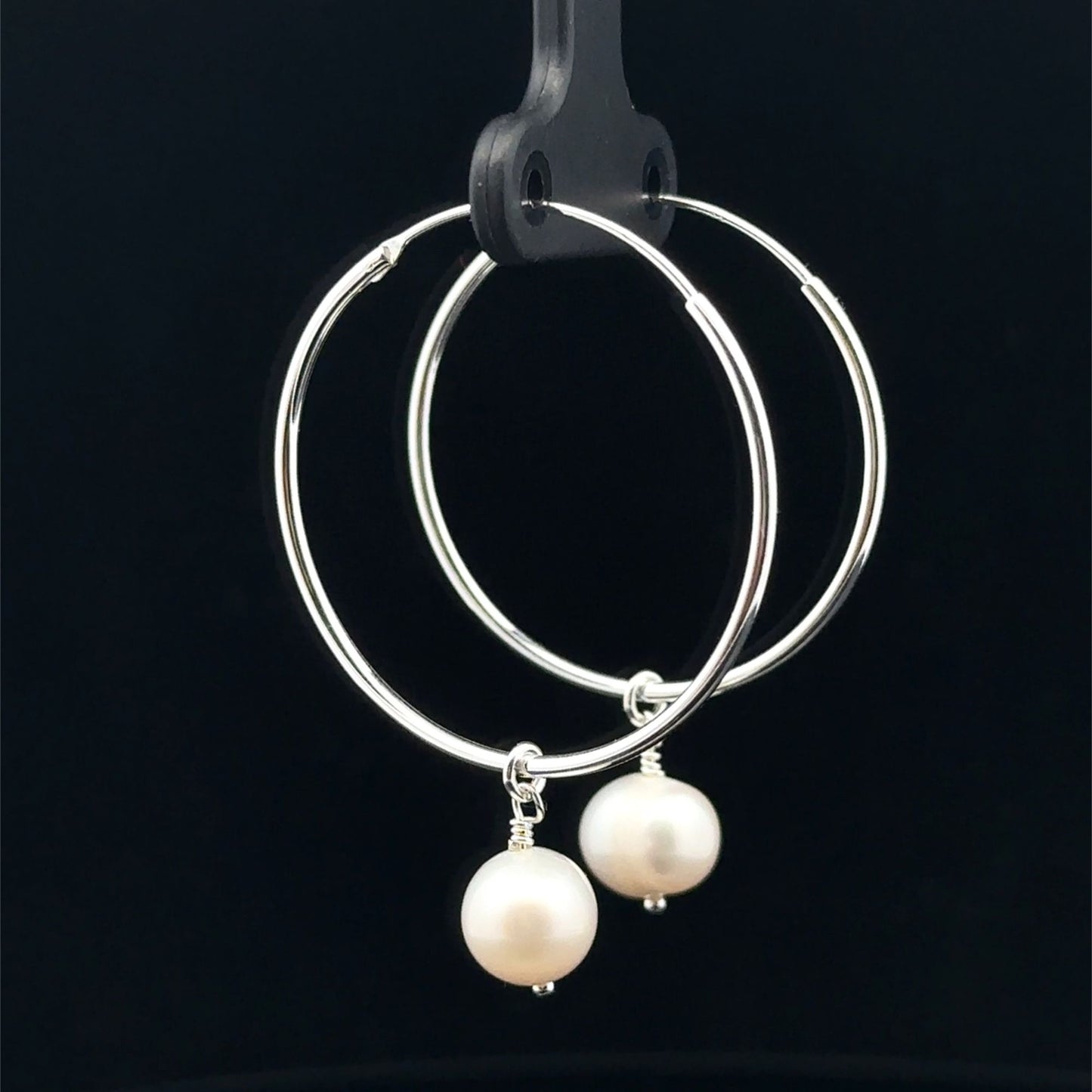 925 Sterling Silver Hoops Earrings Freshwater Heart Interchangeable Modular - Rafant