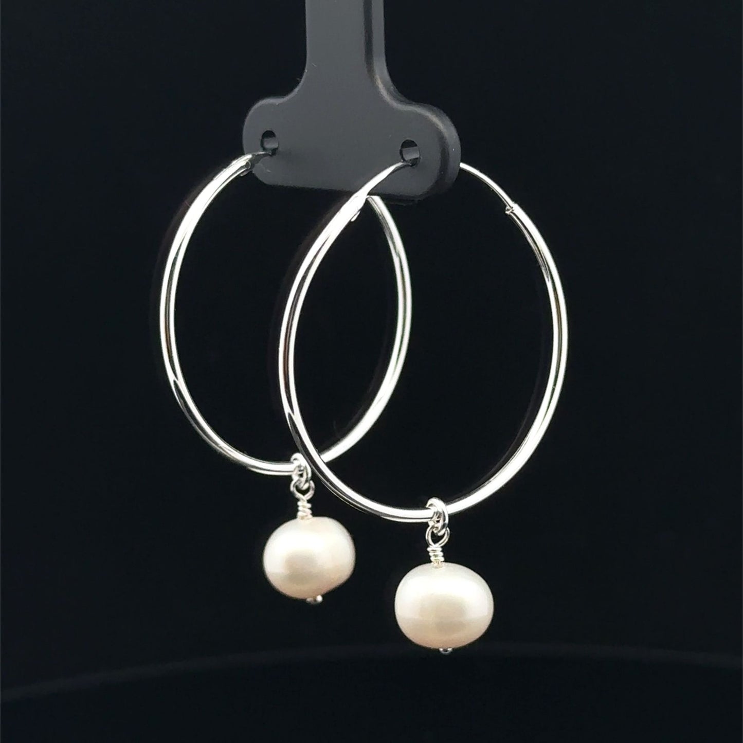 925 Sterling Silver Hoops Earrings Freshwater Heart Interchangeable Modular - Rafant