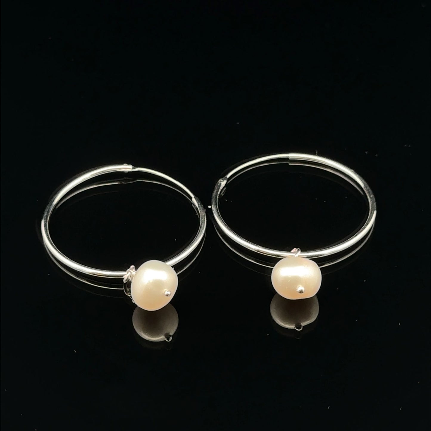 925 Sterling Silver Hoops Earrings Freshwater Heart Interchangeable Modular - Rafant