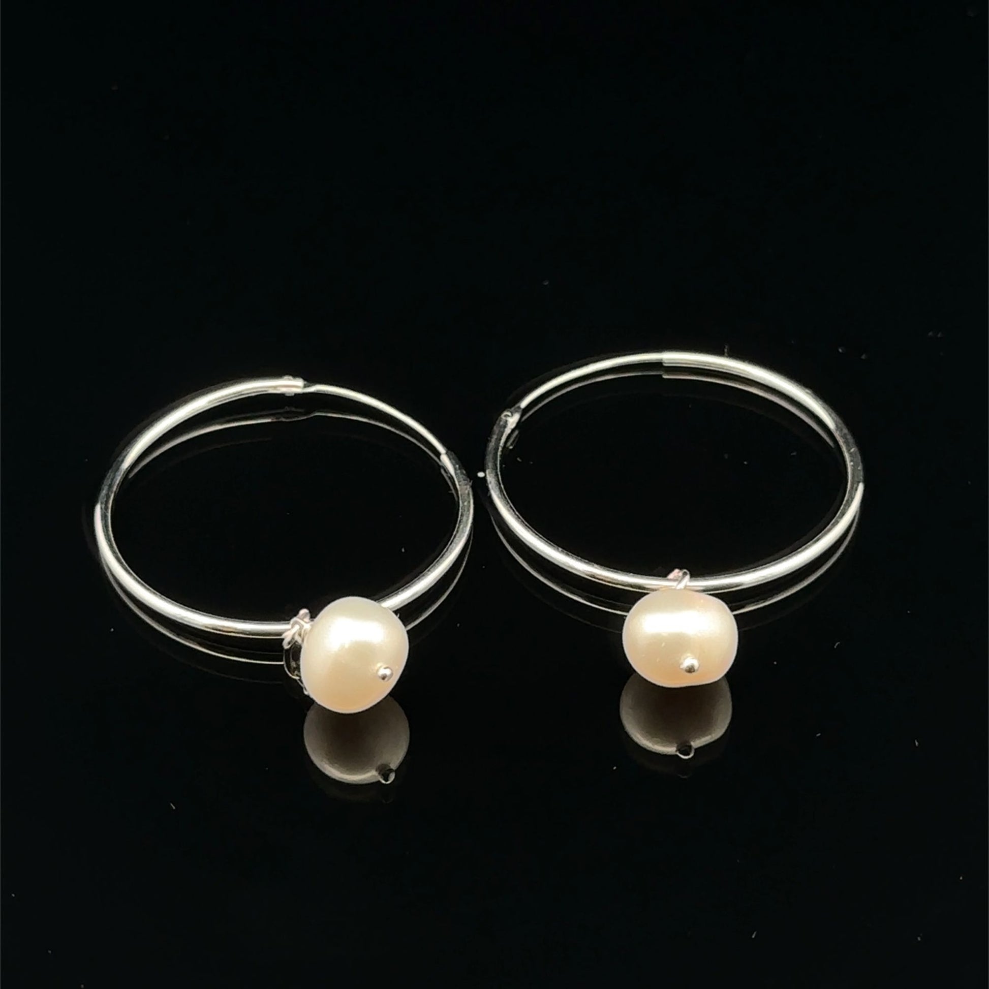 925 Sterling Silver Hoops Earrings Freshwater Heart Interchangeable Modular - Rafant