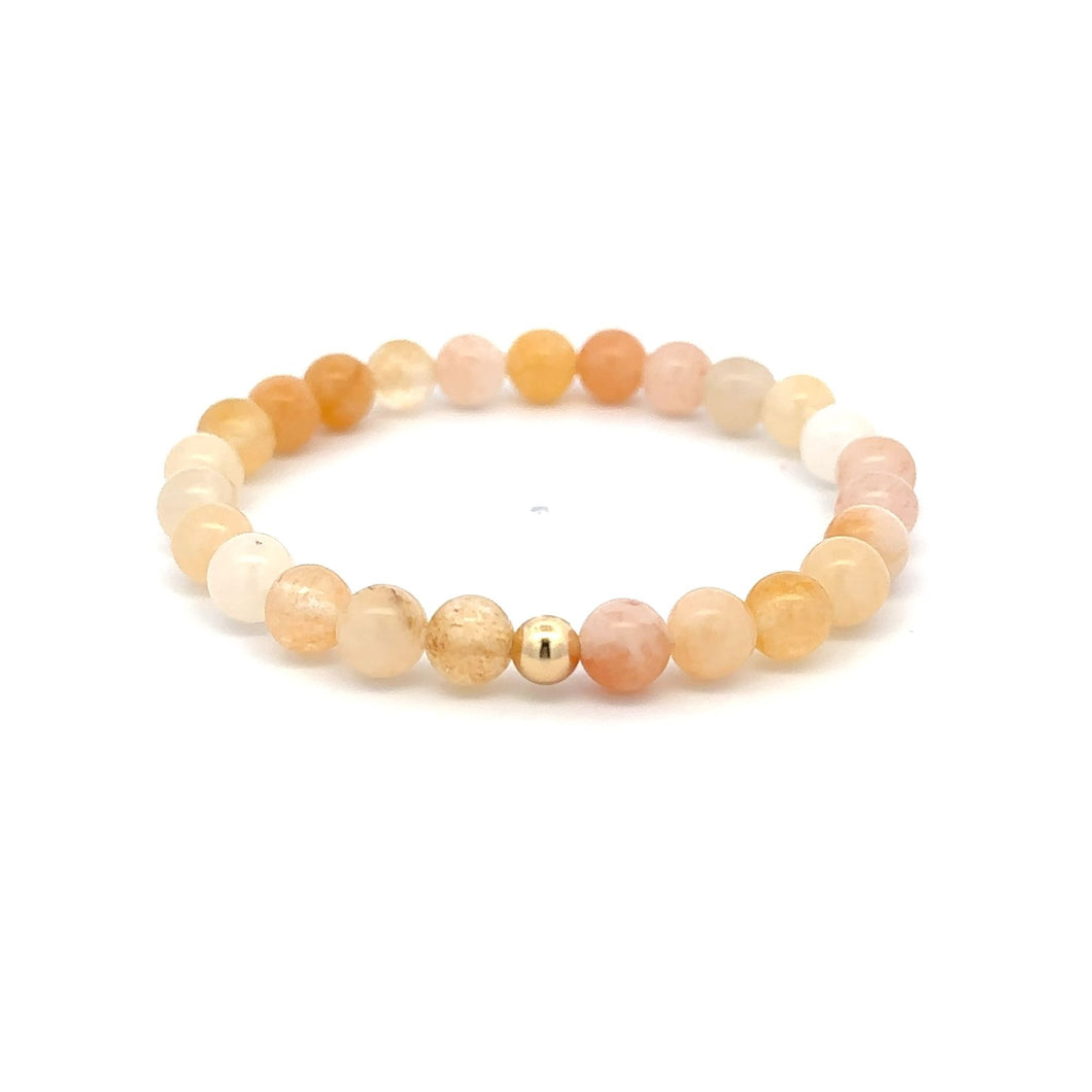 Natural Aventurine Multicolor 6mm Stretchable Bracelet 18k Gold Bead Charm - Rafant