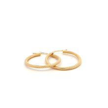 Load image into Gallery viewer, 18K Gold Earrings Hoops Loops Textured 1.69 grams - Rafant
