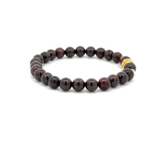 Load image into Gallery viewer, 18K Gold Money Ball Lucky Charm Beads Bracelet Gemstones Garnet 6mm - Rafant
