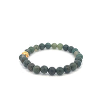 Load image into Gallery viewer, 18K Gold Money Ball Lucky Bracelet Gemstones Moss Agate 6mm - Rafant
